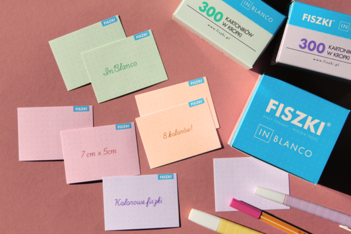 kolorowe fiszki in blanco