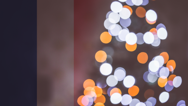 choinka na tle francuskiej flagi