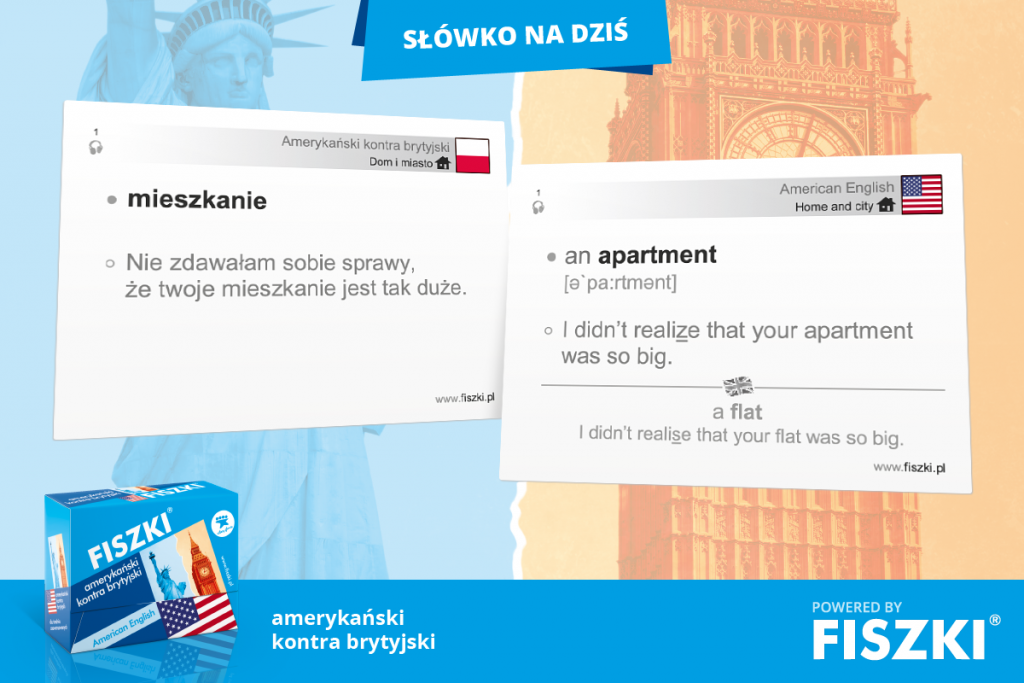 fiszka ze słowem mieszkanie (American English)