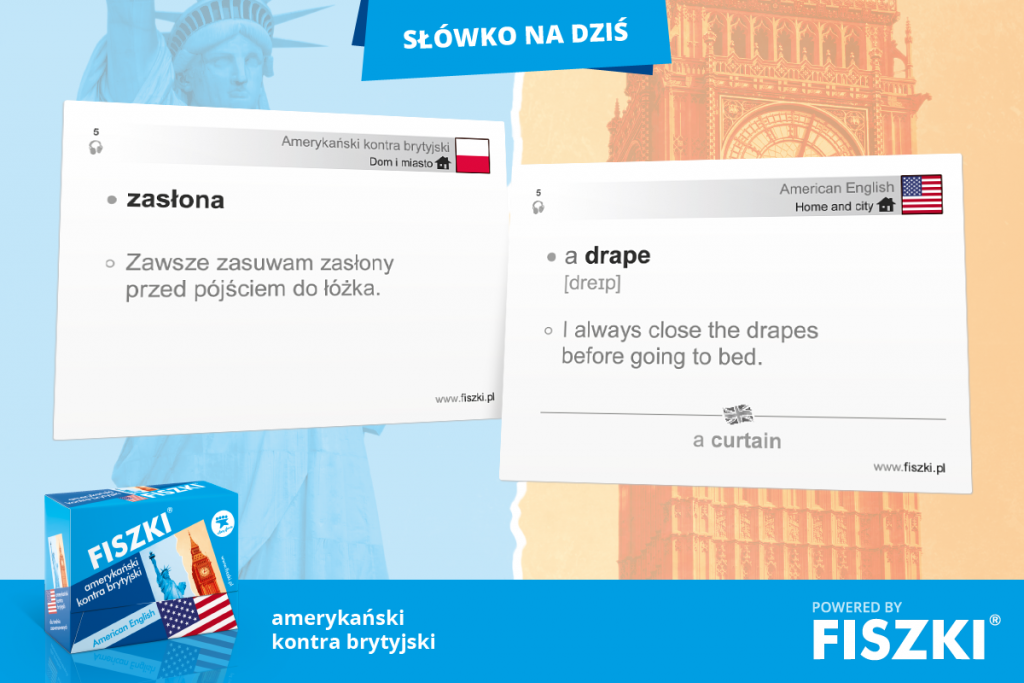 fiszka ze słowem zasłona (American English)