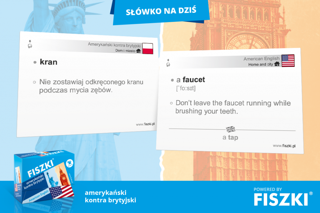 fiszka ze słowem kran (American English)