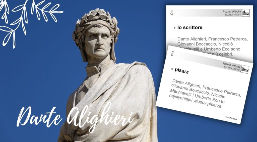 Wirtualna wycieczka do Włoch fiszki - pisarz- posąg Dantego Alghieri